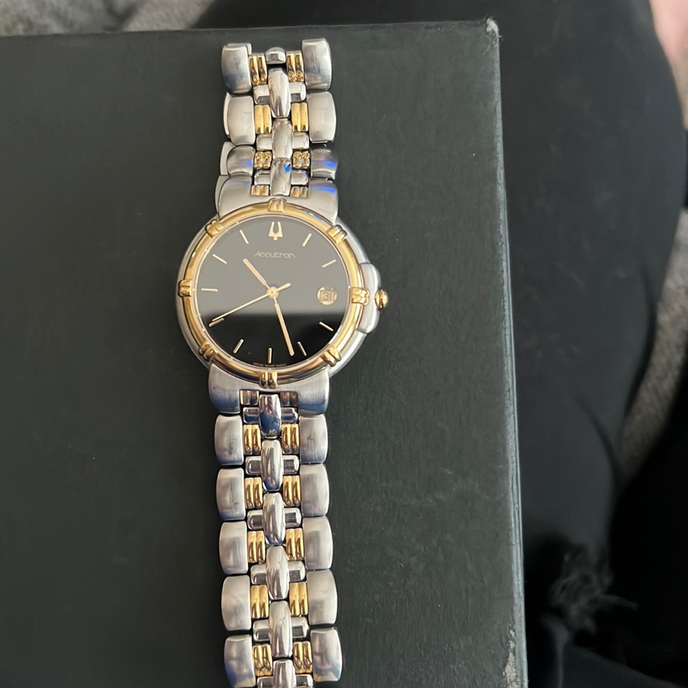 Bulova Accutron Men’s watch. Two tone stainless steel. Quartz. Pre owned.